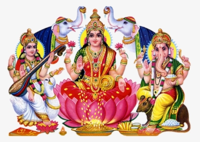 Lakshmi Png Transparent Images - Laxmi Ji Ganeshji Saraswati Ji, Png Download, Transparent PNG