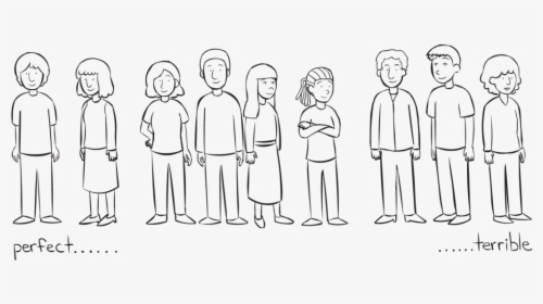 Back Group Of People Standing In Straight Line Facing - People In A Straight Line Drawing, HD Png Download, Transparent PNG