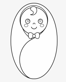 Swaddled Baby Line Art - Simple Newborn Baby Drawing, HD Png Download, Transparent PNG