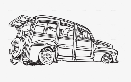 Vintage Vector Car Silhouette , Png Download - Drawing Of Woody Car, Transparent Png, Transparent PNG