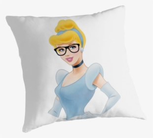 Cinderella Wearing Glasses Retro Disney Art Nerd Glasses - Cushion, HD Png Download, Transparent PNG