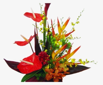 Bright Red Tropical Hawaiian Flowers Bouquet Hawaiian - Real Transparent Background Tropical Flowers Png, Png Download, Transparent PNG