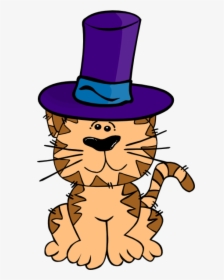 Cat With A Hat Clipart - Cat In A Hat Cartoon, HD Png Download, Transparent PNG