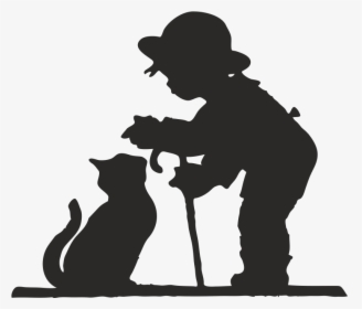 Cat Dog Silhouette Clip Art - Cat And Human Silhouette Png, Transparent Png, Transparent PNG