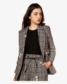 Italy Style Plaid Ladies Coat Pant Suits Embroidered - Coat Pant For Ladies, HD Png Download, Transparent PNG
