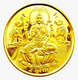 Single Gold Coin With Maa Laxmi - Lakshmi Gold Coin Png, Transparent Png, Transparent PNG