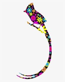 Floral Long Tailed Bird Silhouette Clip Arts - Portable Network Graphics, HD Png Download, Transparent PNG