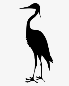 Transparent Crane Clipart - Bird Silhouette Clipart Black And White Crane, HD Png Download, Transparent PNG