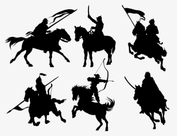 Euclidean Vector Horse Silhouette Illustration - Warrior On Horse Silhouette, HD Png Download, Transparent PNG