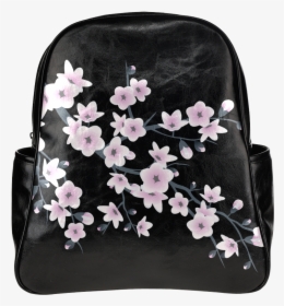 Cherry Blossoms Black Pink Sakura Floral Asia Multi-pockets, HD Png Download, Transparent PNG