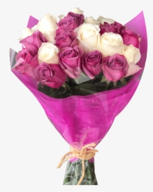 Diy 24 Lavender & White Roses Bouquet - Garden Roses, HD Png Download, Transparent PNG