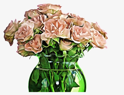 Flower, Bouquet, Png, Plant, Pink, Green - Drawing Roses In A Vase, Transparent Png, Transparent PNG