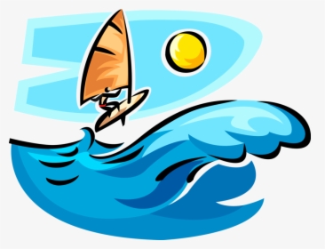 Vector Illustration Of Windsurfer On Windsurfing Sailboard, HD Png Download, Transparent PNG