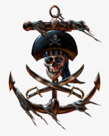 Piracy Material Jolly Hook Roger Captain Pirate Clipart - Tattoo Ancre Pirate, HD Png Download, Transparent PNG