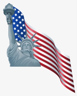 American Flag And Statue Of Liberty Png Clip Art - American Statue Of Liberty Clipart, Transparent Png, Transparent PNG