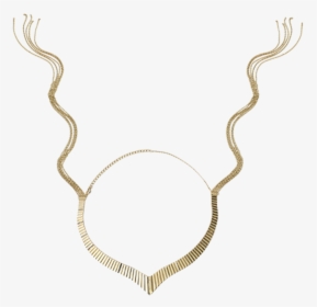 Ruched Gold Metal Collar With Chain Tassels On Each - Necklace, HD Png Download, Transparent PNG