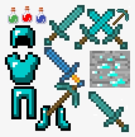 Minecraft Dimoind Swords Like Xs,pic-axe, Sword, Potion - Minecraft Diamond Armor Png, Transparent Png, Transparent PNG