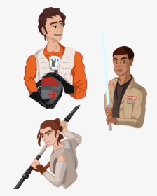 Busts Of Poe, Finn, And Rey From Star Wars - Cartoon, HD Png Download, Transparent PNG