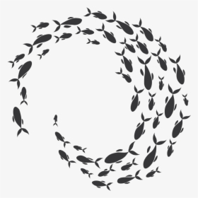 Swirling School Of Fish Sticker - School Of Fish Silhouette, HD Png Download, Transparent PNG