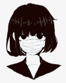 Anime Girl With Mouth Mask , Png Download - Black And White Anime Girl, Transparent Png, Transparent PNG