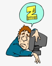 Sleeping Computer User - Sleeping At Computer Cartoon, HD Png Download, Transparent PNG
