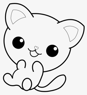 Kawaii Kitty Line Art - Kawaii Cat Coloring Pages, HD Png Download, Transparent PNG