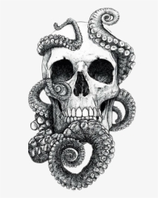 Clip Art Skull Octopus Tattoo - Skull And Octopus Tattoo, HD Png Download, Transparent PNG