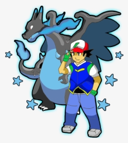 Transparent Charizard Clipart - Mega Charizard And Trainer, HD Png Download, Transparent PNG