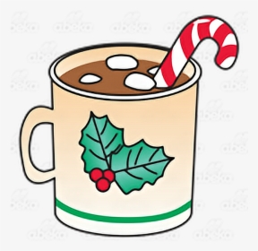 Hot Cocoa Clipart Marshmallow - Hot Chocolate With Marshmallows And Candy Cane, HD Png Download, Transparent PNG