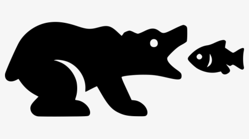 Grizzly Bear With Salmon - Bear And Salmon Outline, HD Png Download, Transparent PNG