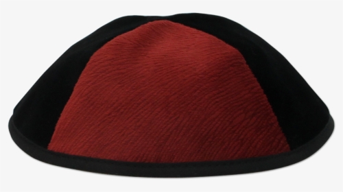 Black Velvet Kippah With Red Vider Triangalur - Beanie, HD Png Download, Transparent PNG