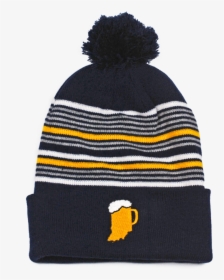 Drink Navy & Gold Stripe Pom Beanie   Data-large Image - Beanie, HD Png Download, Transparent PNG