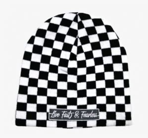 Live Fast & Fearless Embroidered Checkered Beanie - フラッグ チェック スカート, HD Png Download, Transparent PNG