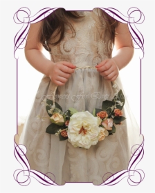 Artificial Faux Bridal Flower Girl Held Floral Loop - Small White Rose In Brides Hair, HD Png Download, Transparent PNG