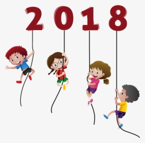 Happy New Year 2018 Kids Funny - Child Climbing Transparent, HD Png Download, Transparent PNG