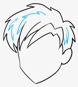 How To Draw Manga Hair - Draw Hair Male Easy, HD Png Download , Transparent  Png Image - PNGitem
