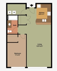 1 Bedroom Apartment Plan, HD Png Download, Transparent PNG