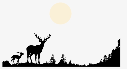 And Wildlife Silhouette Nature Deer Moon Black Clipart - Shadow Of A Deer, HD Png Download, Transparent PNG