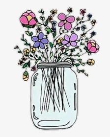 Flowers Tumblr Stickers Sticker - Mason Jar With Flowers Sticker, HD Png Download, Transparent PNG