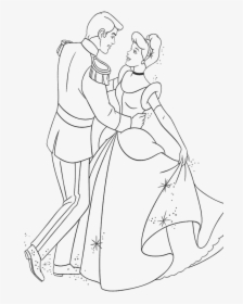 Clip Art Cinderella Coloring Page - Cinderella And Prince Charming Drawings, HD Png Download, Transparent PNG
