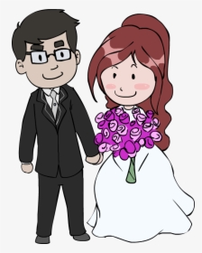Wedding Couple Clipart - Married Couple Cartoon Drawing, HD Png Download, Transparent PNG