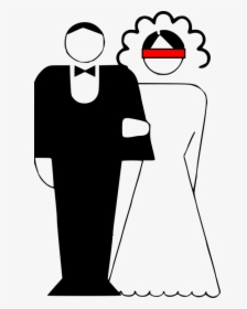 Wedding, Couple, Bride, Groom, Marriage, Blindfold - Marriage Black And White, HD Png Download, Transparent PNG