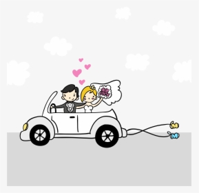 Couple Vector Marriage Cartoon Illustration Free Clipart - Car Wedding Cartoon Png, Transparent Png, Transparent PNG