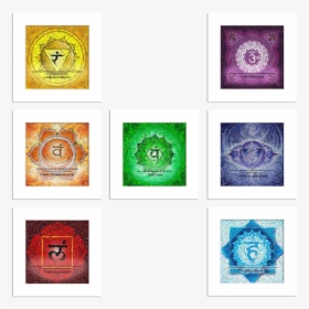 Traditional Yoga Energy Art-set Of 7 Matted Prints - Circle, HD Png Download, Transparent PNG