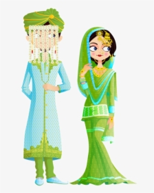 India Transparent Cartoon - Wedding Muslim Couple Images Cartoon, HD Png Download, Transparent PNG