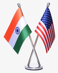India & Usa Miniature Table Flag With A Stainless Steel - India Usa Flag Png, Transparent Png, Transparent PNG