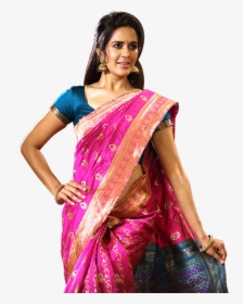 Gopuram Pink Jari Jacquard Cotton Silk Saree Collections - Sari, HD Png Download, Transparent PNG
