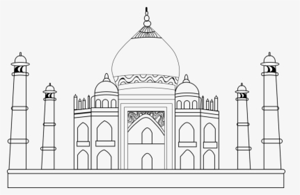 Line Art,medieval Architecture,symmetry - Drawing For Taj Mahal, HD Png Download, Transparent PNG