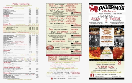 Palermos Of 63rd Chicago Pizza And Italian Restaurant - Palermos Pizza Menu, HD Png Download, Transparent PNG