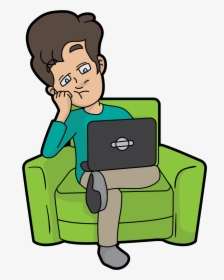 Clip Art Man At Computer Cartoon - Cartoon On Computer Png, Transparent Png, Transparent PNG